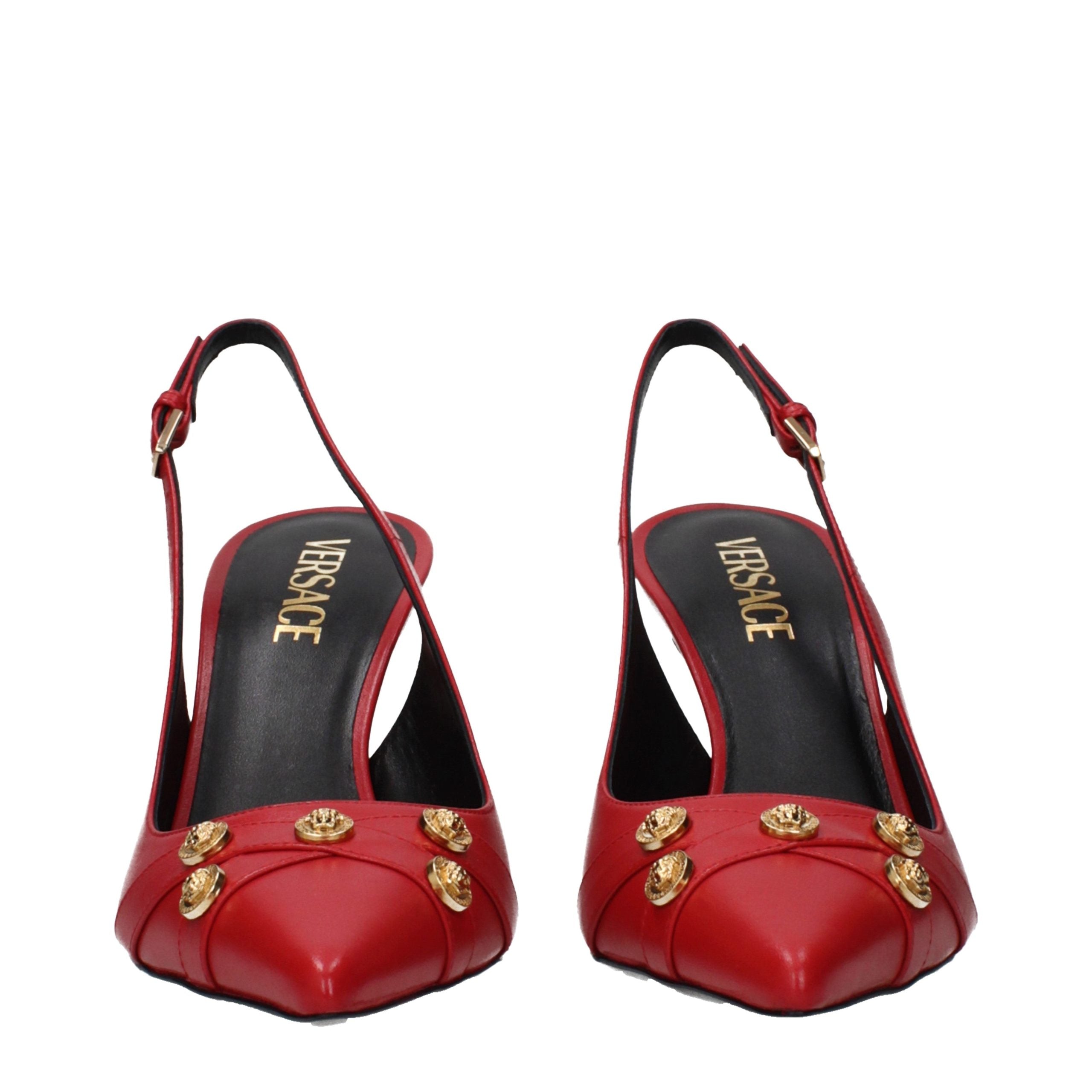 Red Leather High Heel Pumps