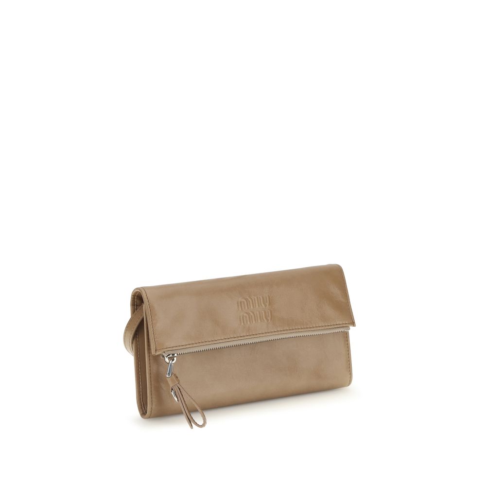 Beige Calf Leather Bos Taurus Clutch Bag