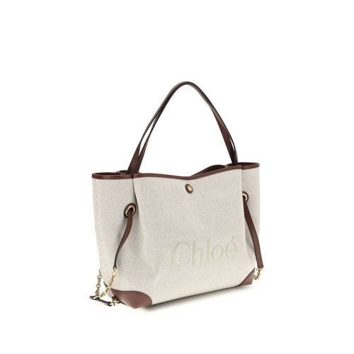 Beige Baumwoll-Schultertasche