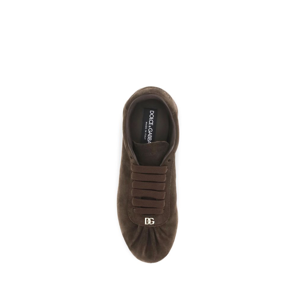 Brown Suede Leather Low Top Sneakers