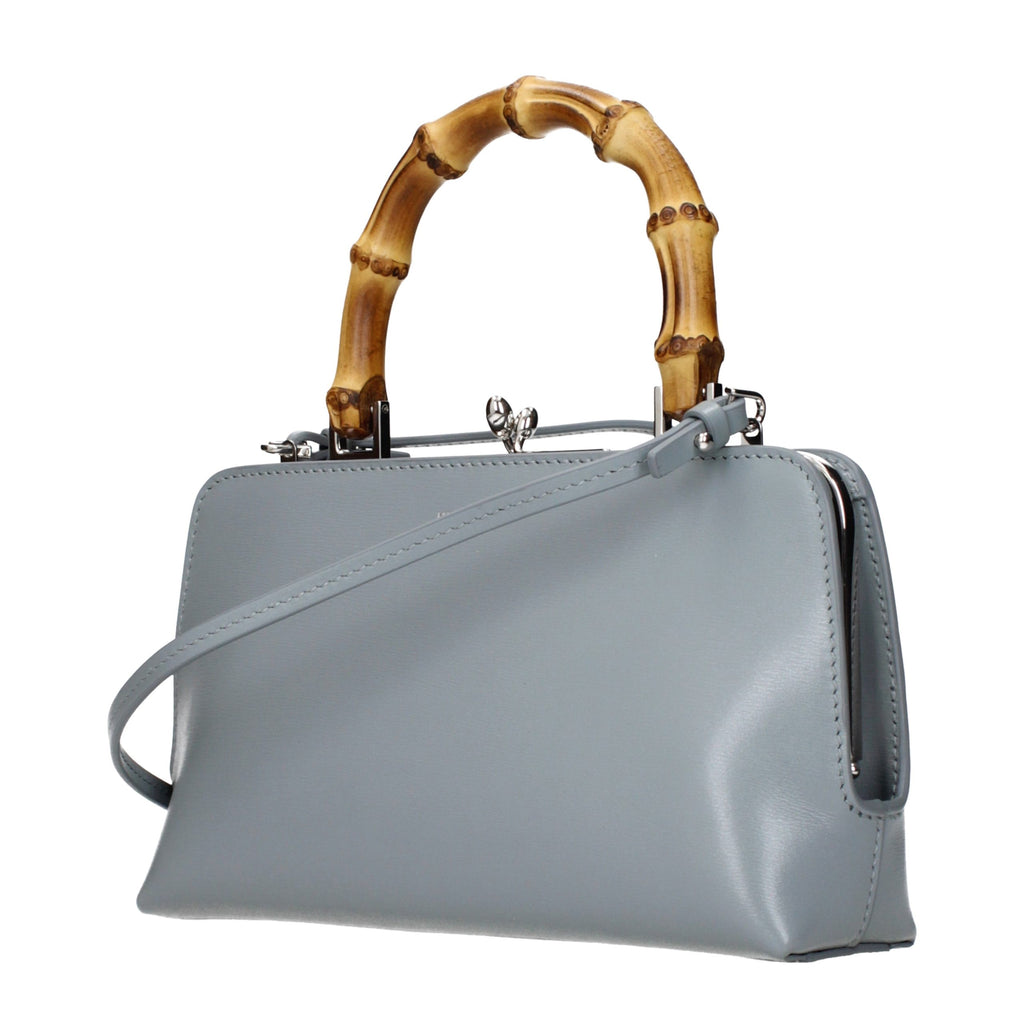 Gray Leather Handbag