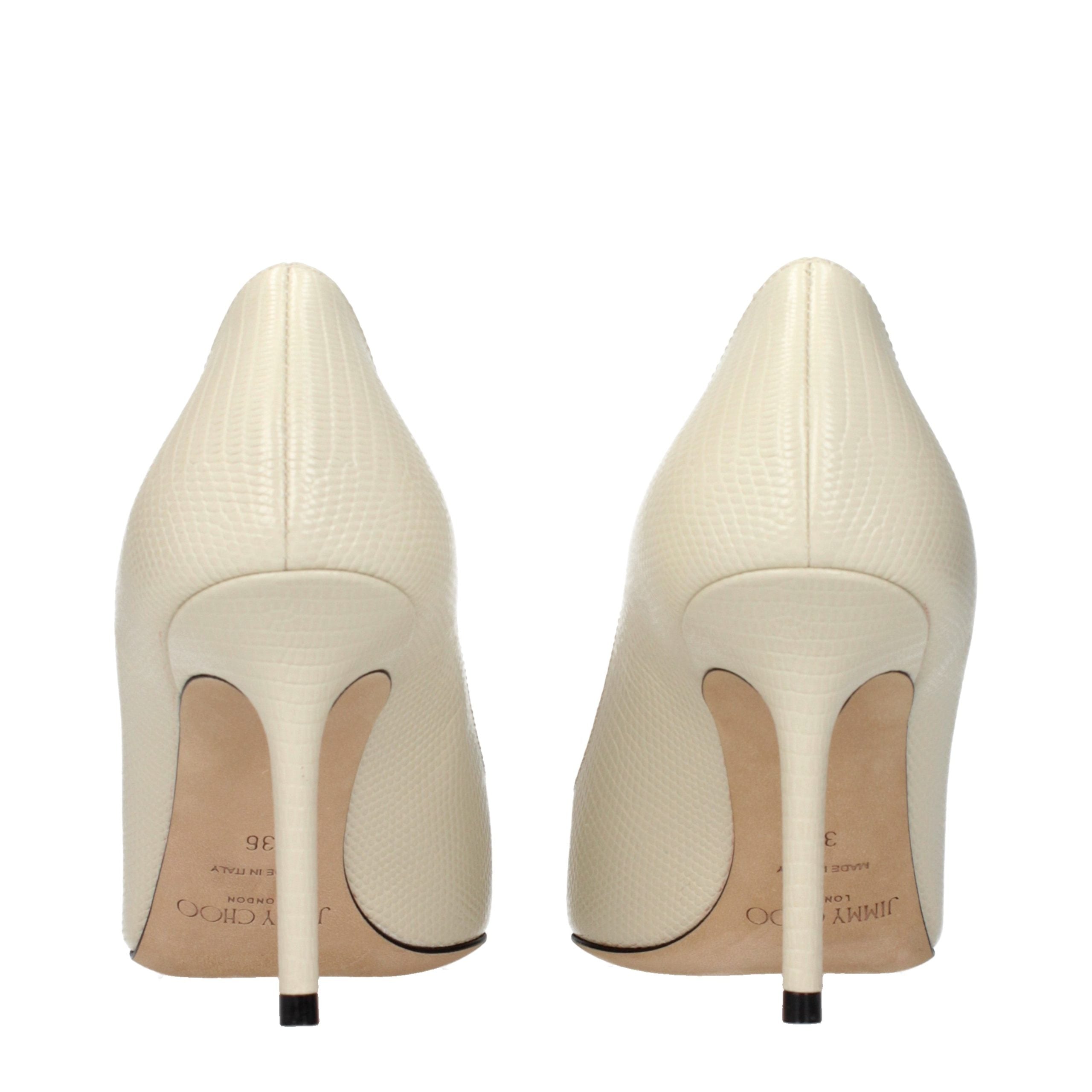Beige Leather High Heel Pumps