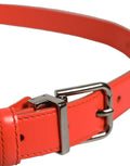 Red Leather Silver Metal Buckle Cintura Belt