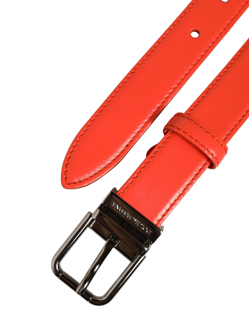 Red Leather Silver Metal Buckle Cintura Belt