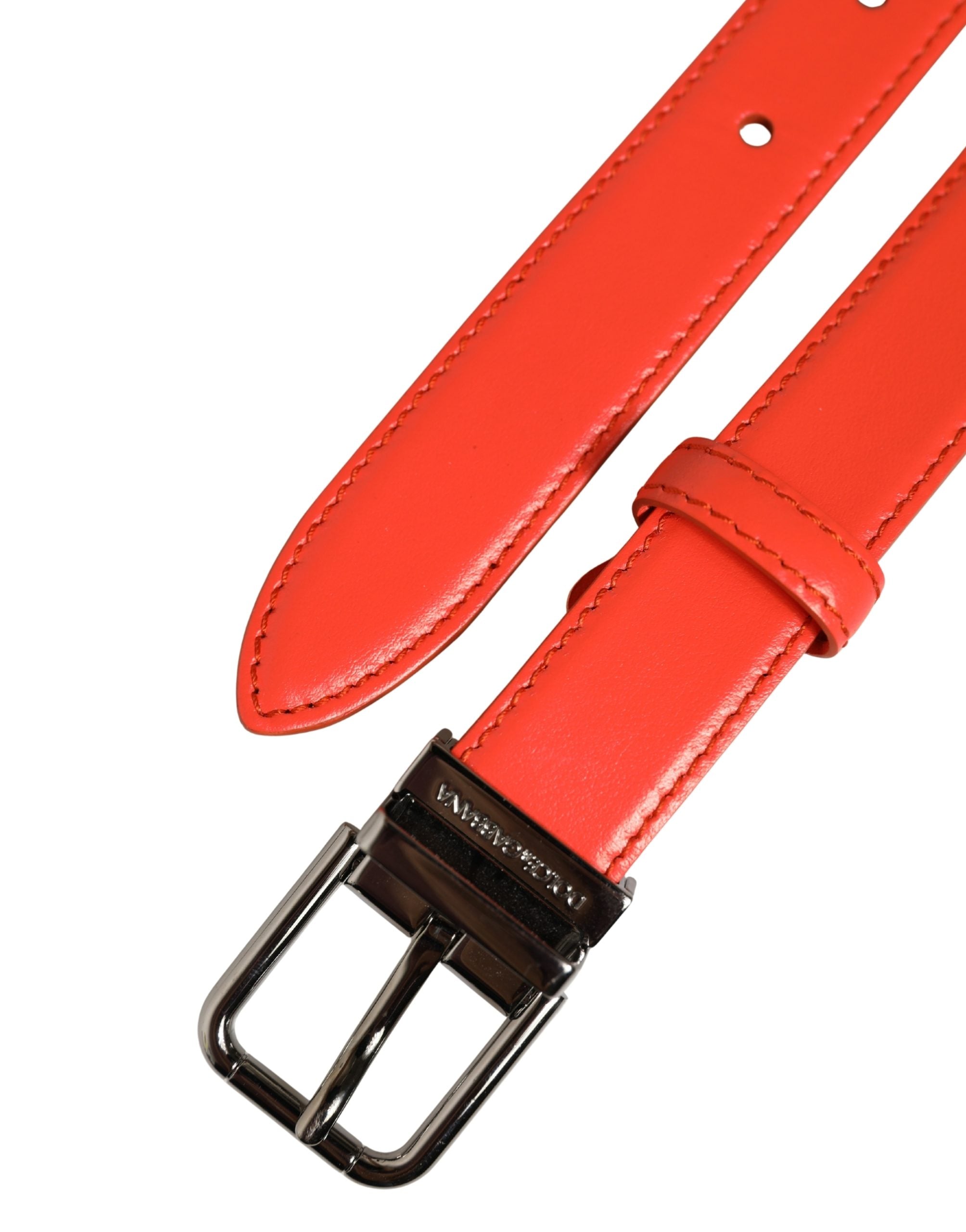 Red Leather Silver Metal Buckle Cintura Belt