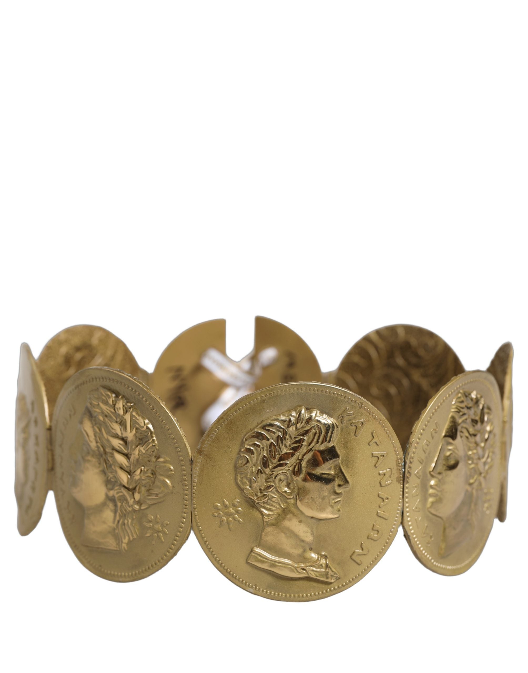 Gold Tone Brass Coin Metal Waist Cintura Belt