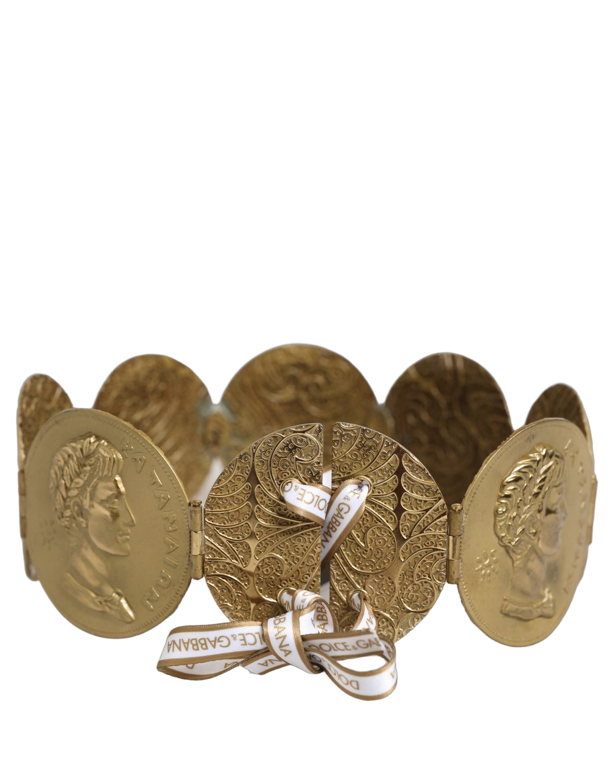 Gold Tone Brass Coin Metal Waist Cintura Belt