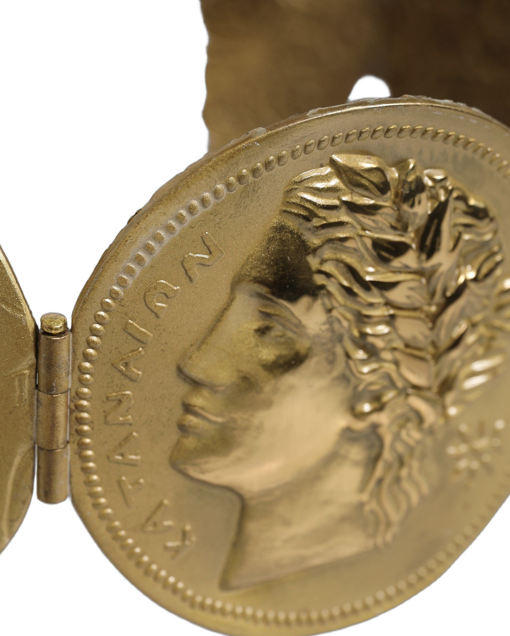 Gold Tone Brass Coin Metal Waist Cintura Belt