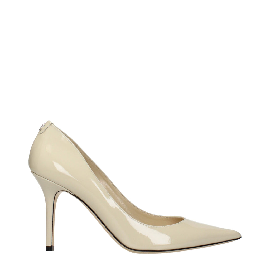 Beige Leather High Heel Pumps