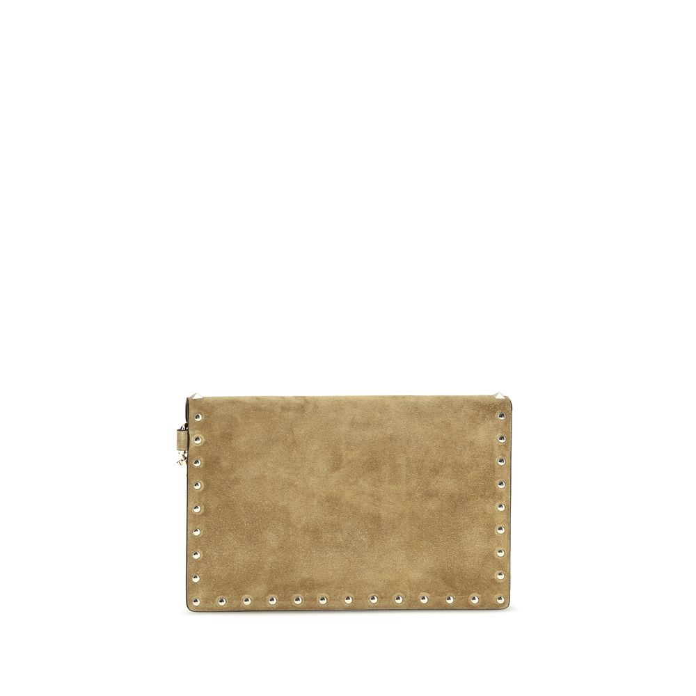 Beige Suede Leather Clutch Bag