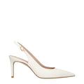 Beige Leather High Heel Pumps