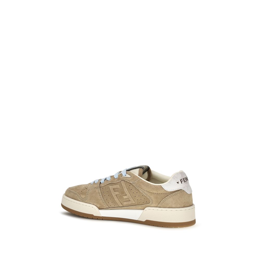 Beige lage sneakers van kalfsleer (Bos Taurus)