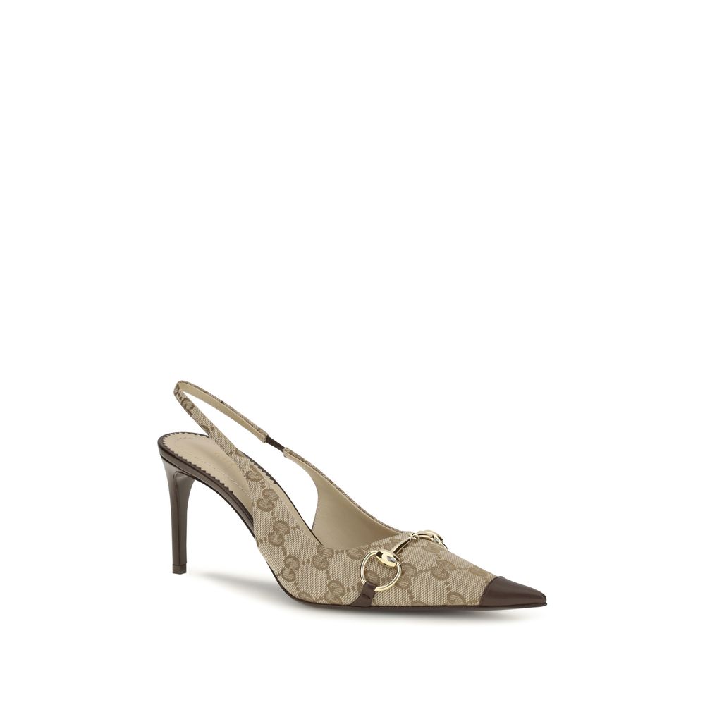 Beige Fabric High Heel Pumps