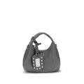 Gray Leather Shoulder Bag