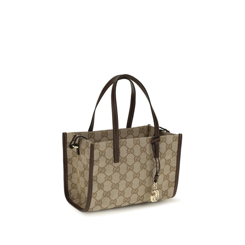 Beige Baumwoll-Schultertasche