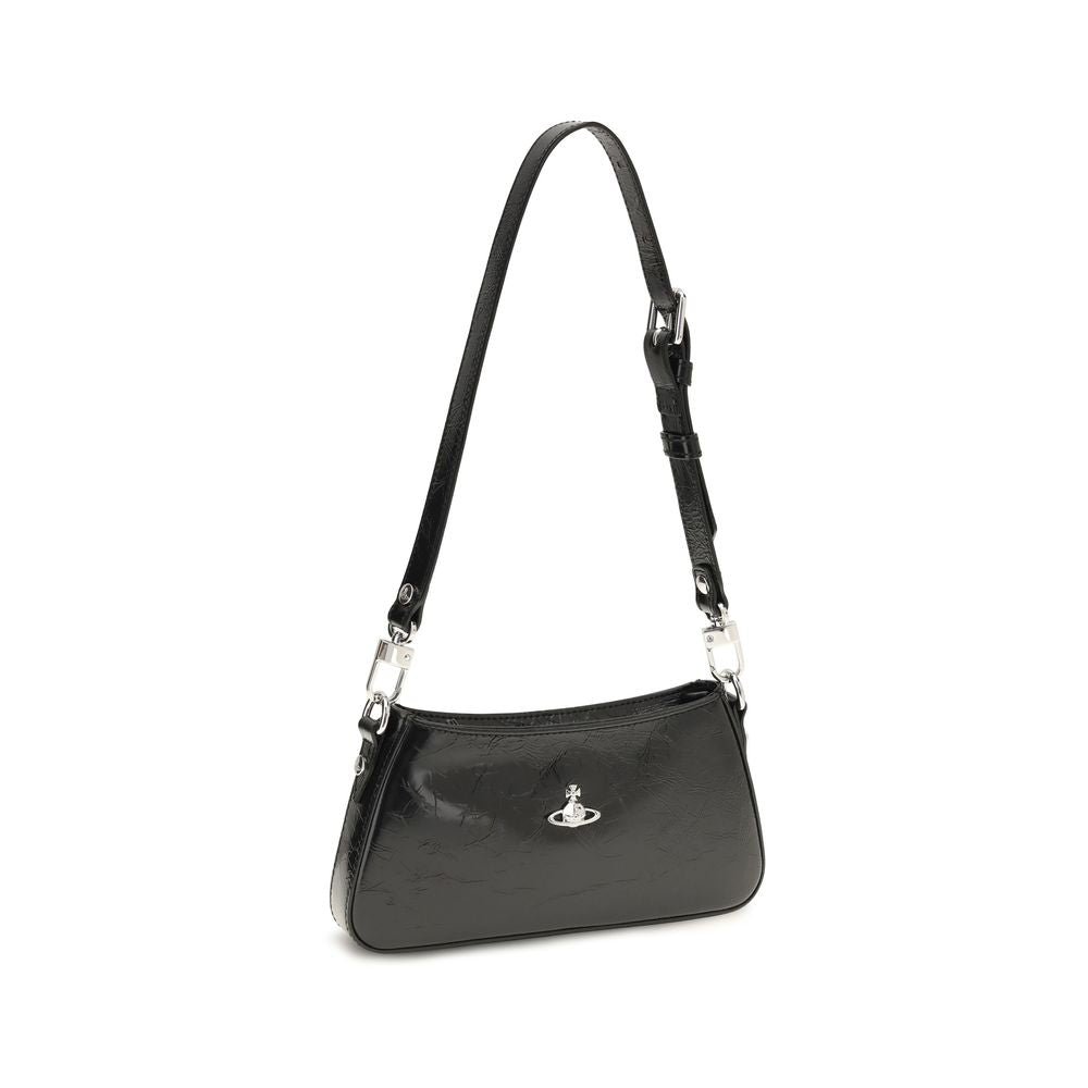 Bolso de hombro de piel de becerro negra Bos Taurus