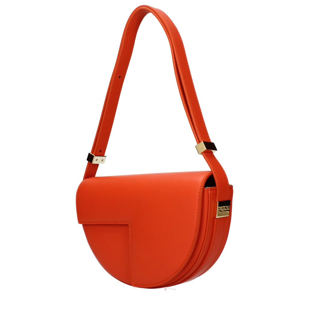 Bolso de hombro de cuero naranja