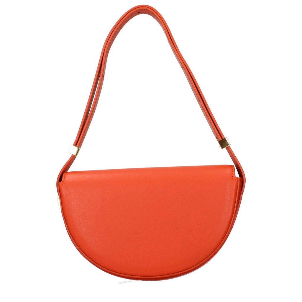 Bolso de hombro de cuero naranja