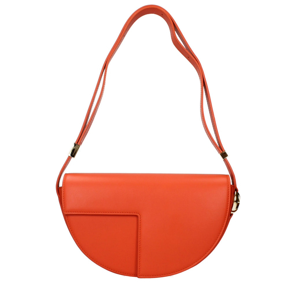 Bolso de hombro de cuero naranja