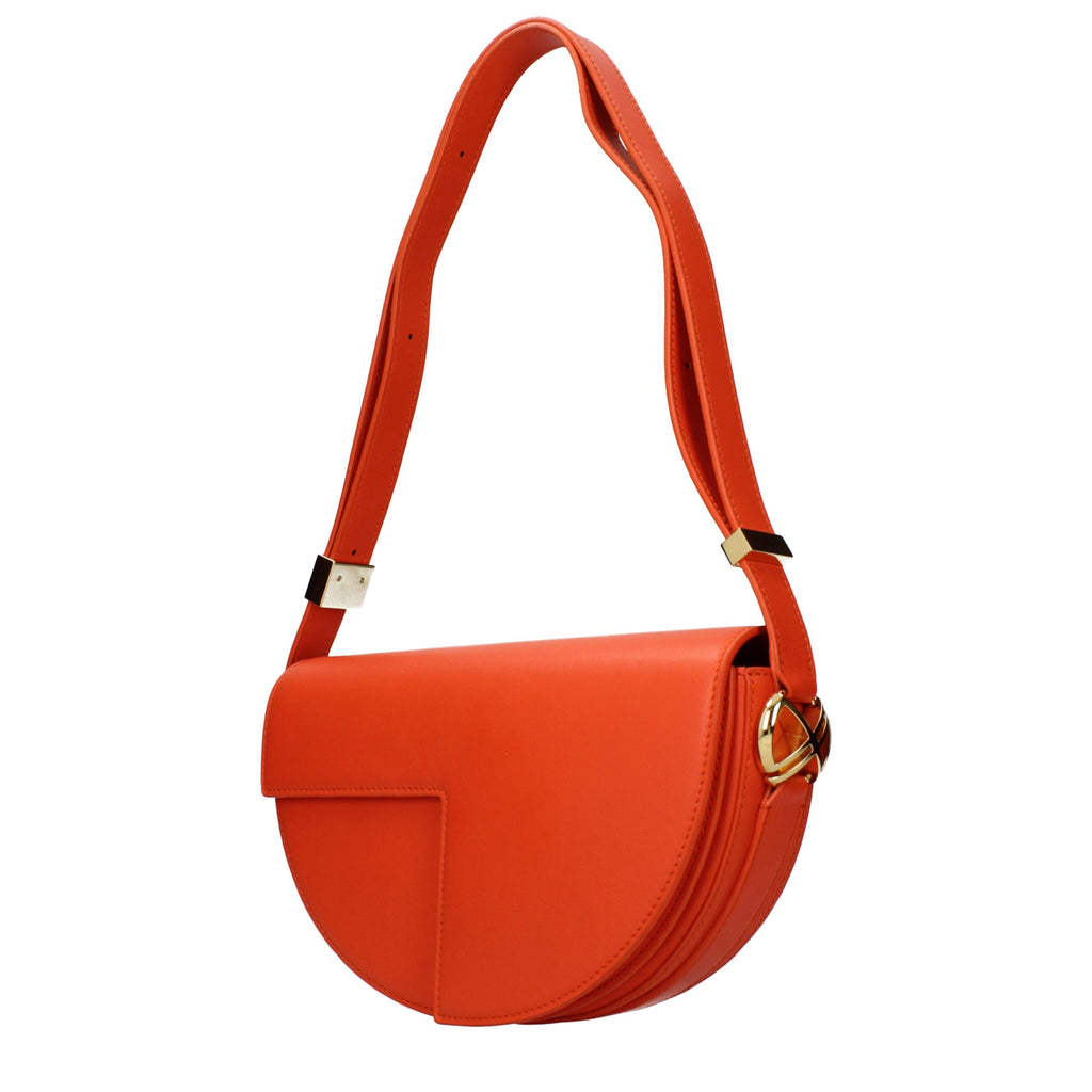 Bolso de hombro de cuero naranja