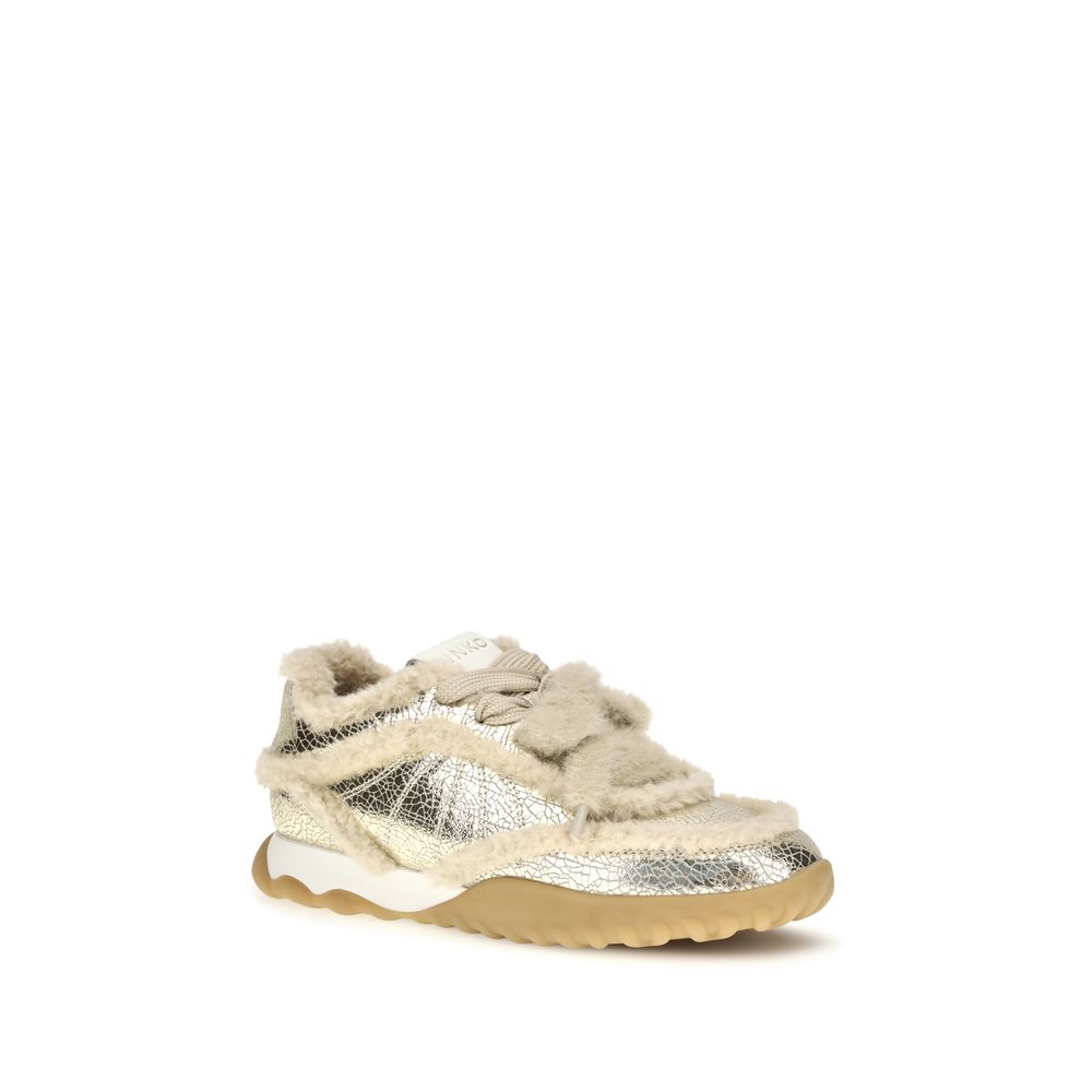 Klobige Sneaker aus silbernem Kalbsleder (Bos Taurus)