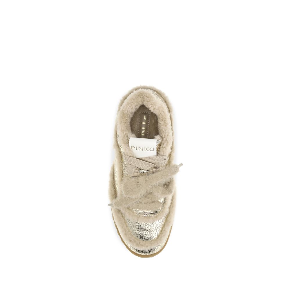 Klobige Sneaker aus silbernem Kalbsleder (Bos Taurus)