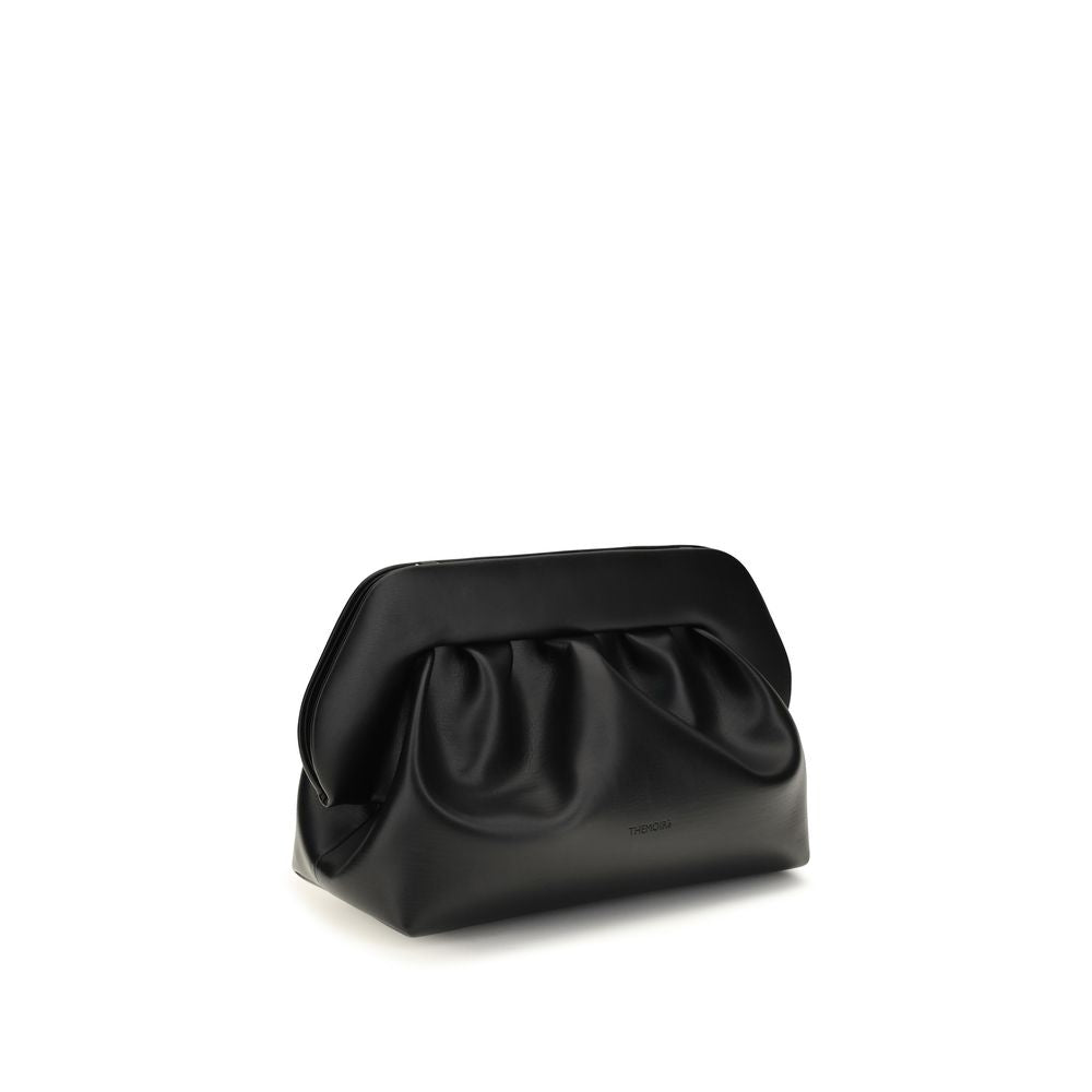 Schwarze Clutch aus recyceltem Leder