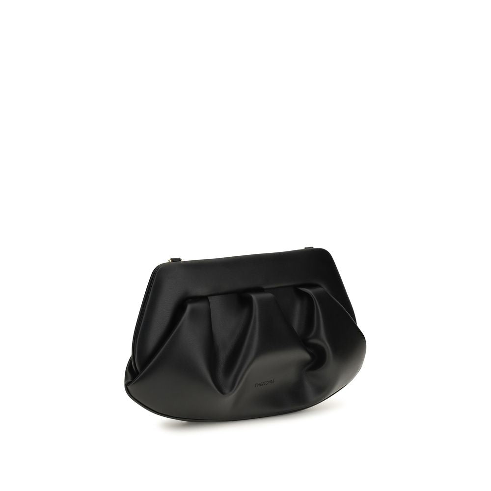 Schwarze Clutch-Tasche aus recyceltem Leder