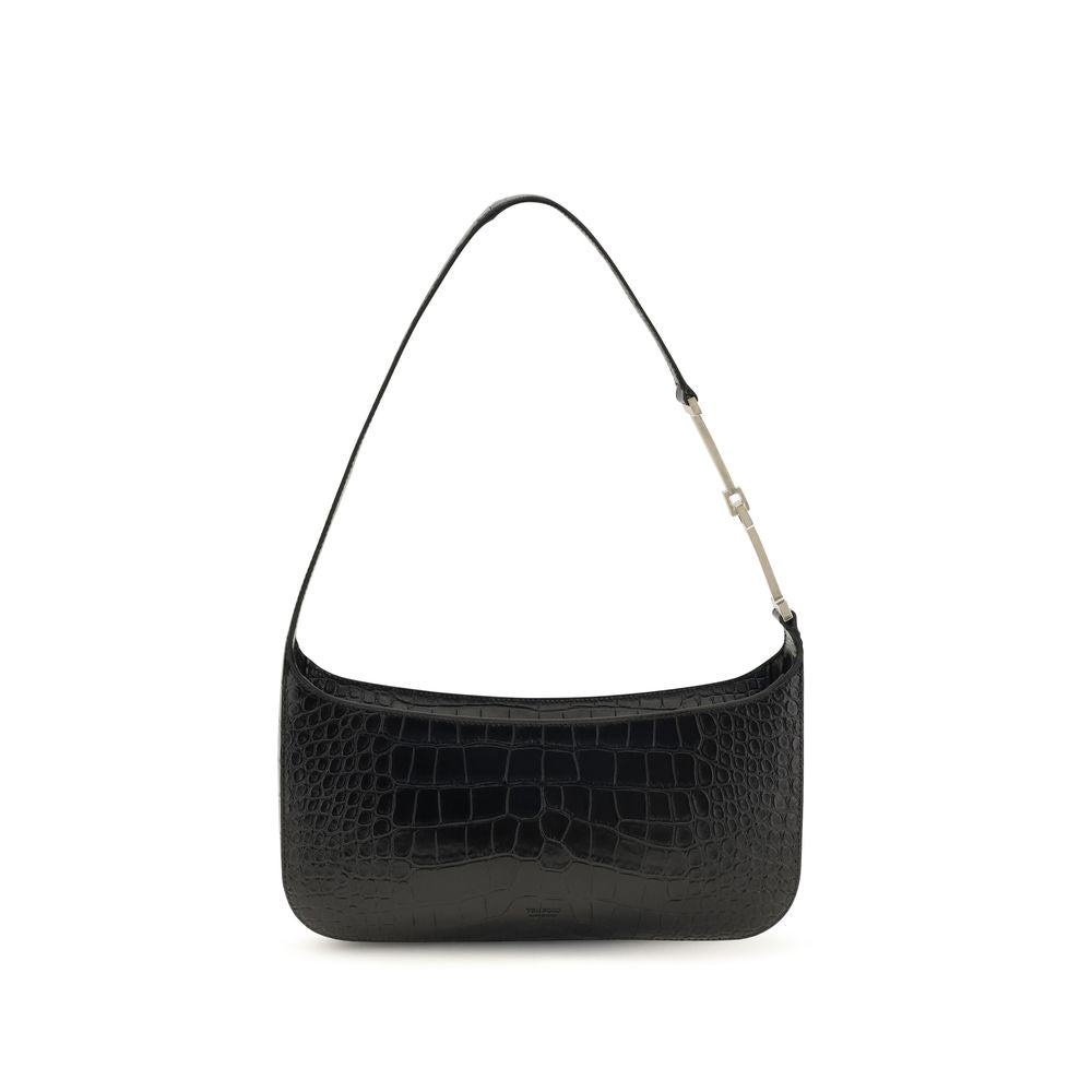Bolso de hombro de piel de becerro negra Bos Taurus