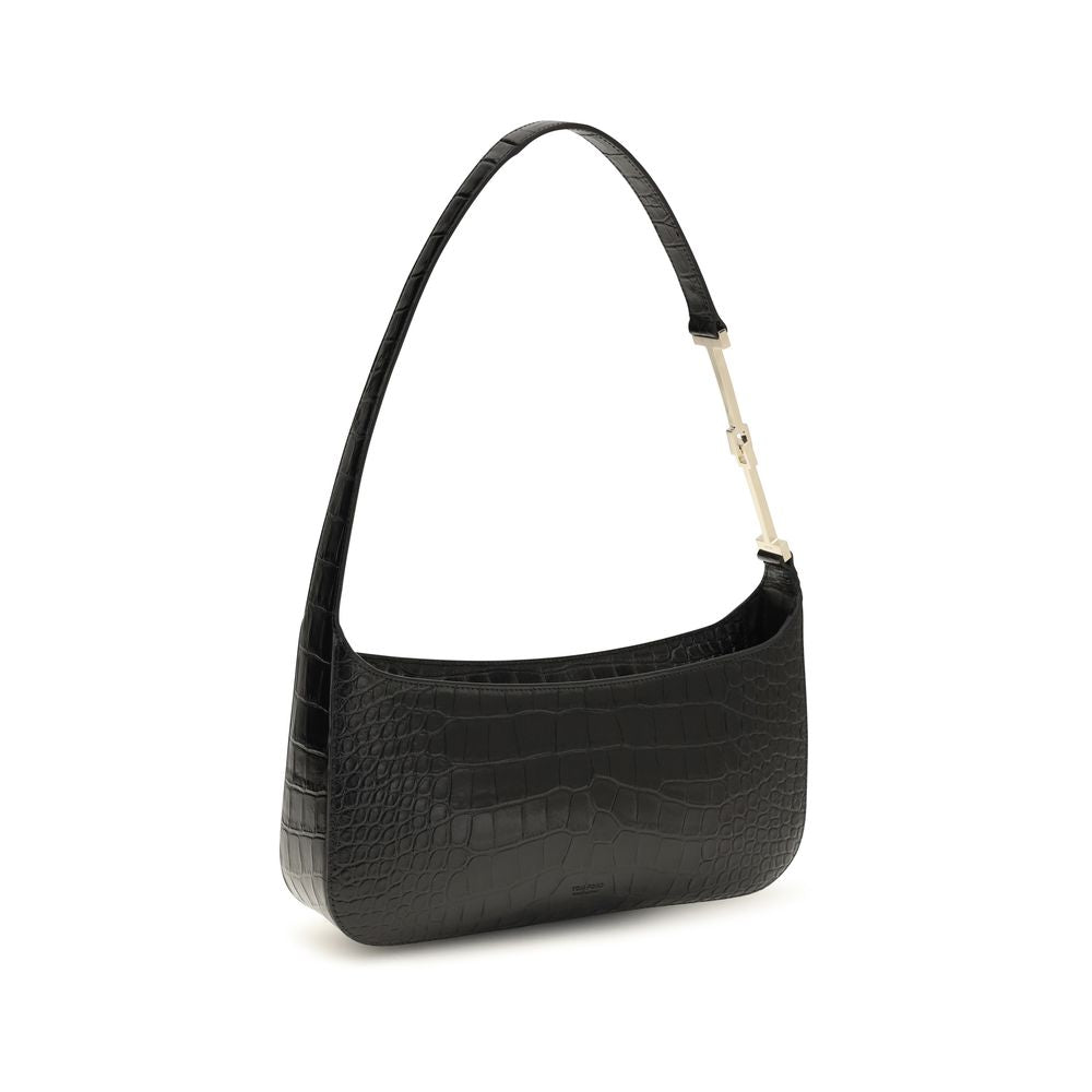 Bolso de hombro de piel de becerro negra Bos Taurus