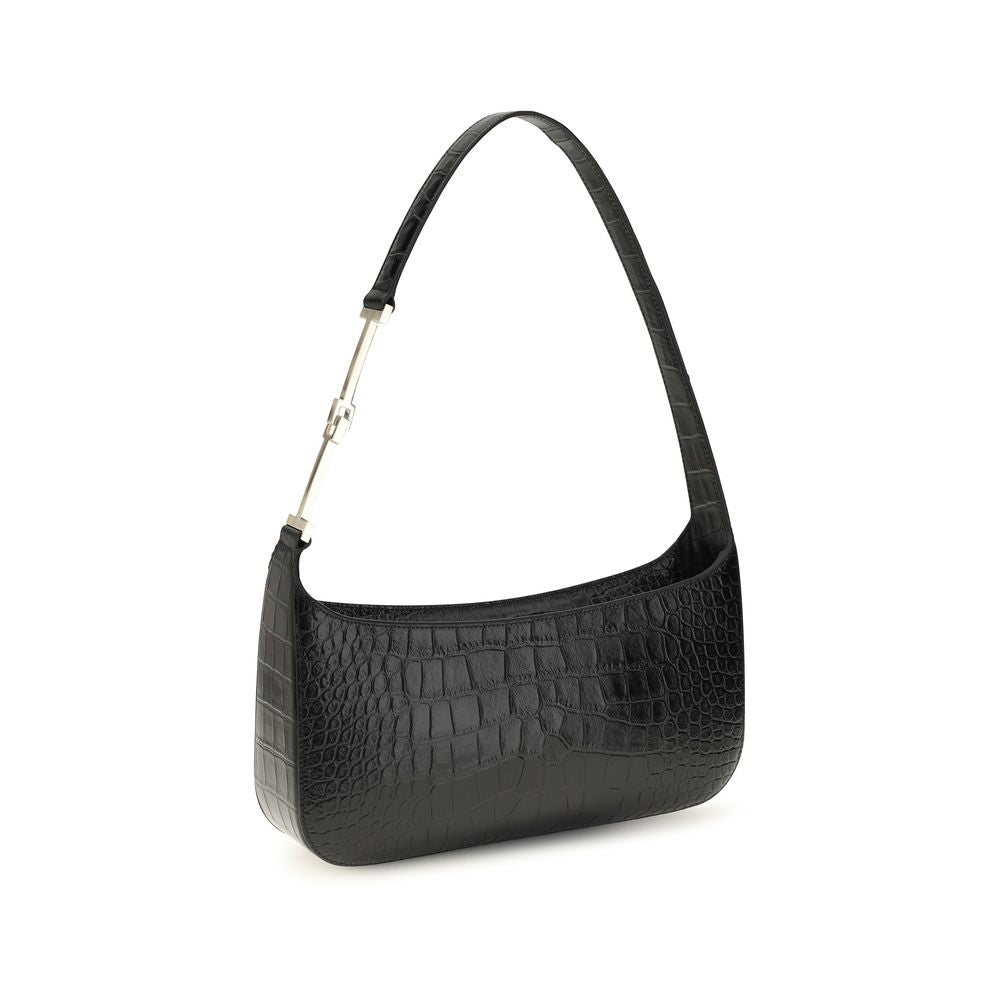 Bolso de hombro de piel de becerro negra Bos Taurus