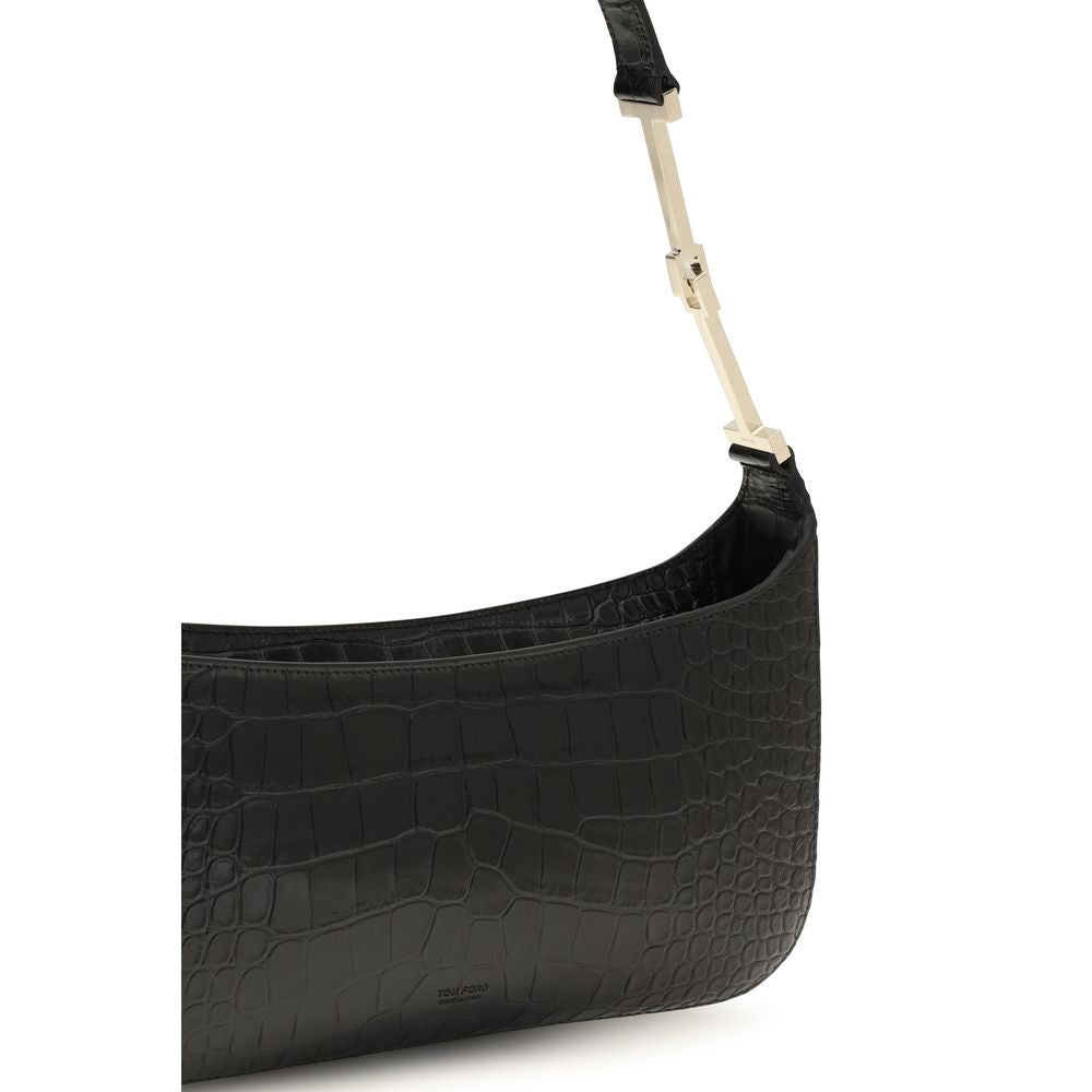 Bolso de hombro de piel de becerro negra Bos Taurus