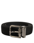 Black Classic Leather Silver Tone Buckle Belt
