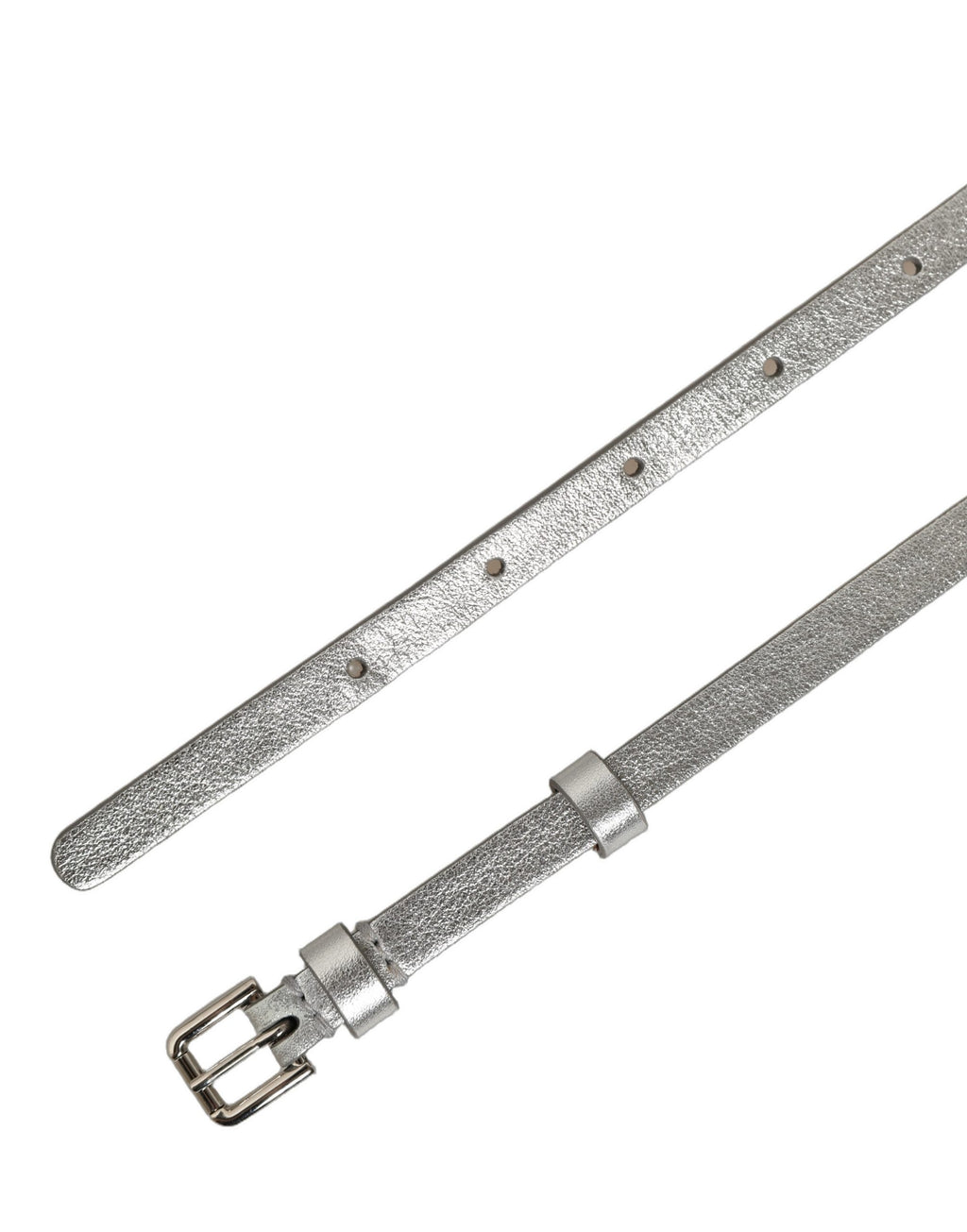 Gürtel aus metallisch silbernem Leder mit quadratischer Schnalle