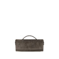 Bruine suède leren clutch