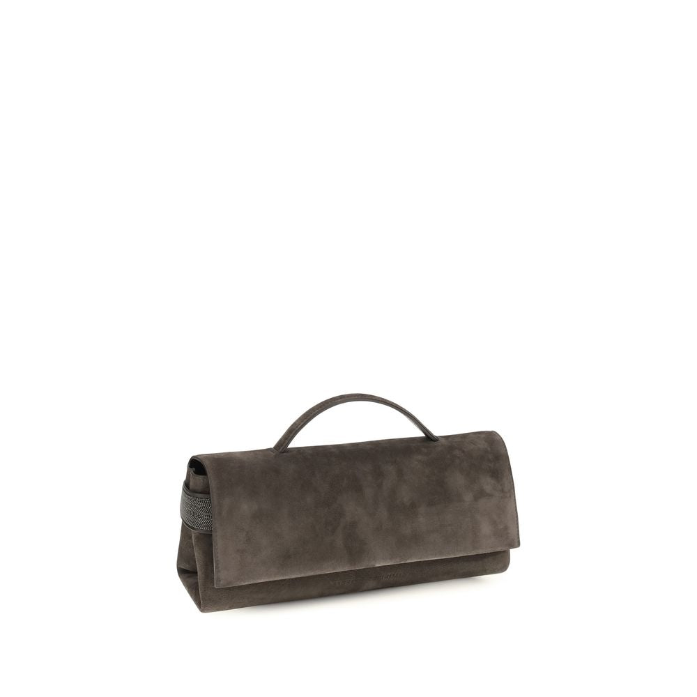 Clutch aus braunem Wildleder
