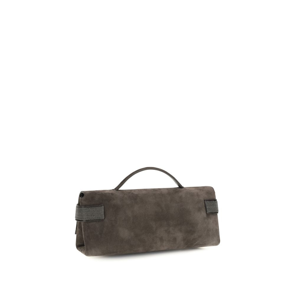 Clutch aus braunem Wildleder