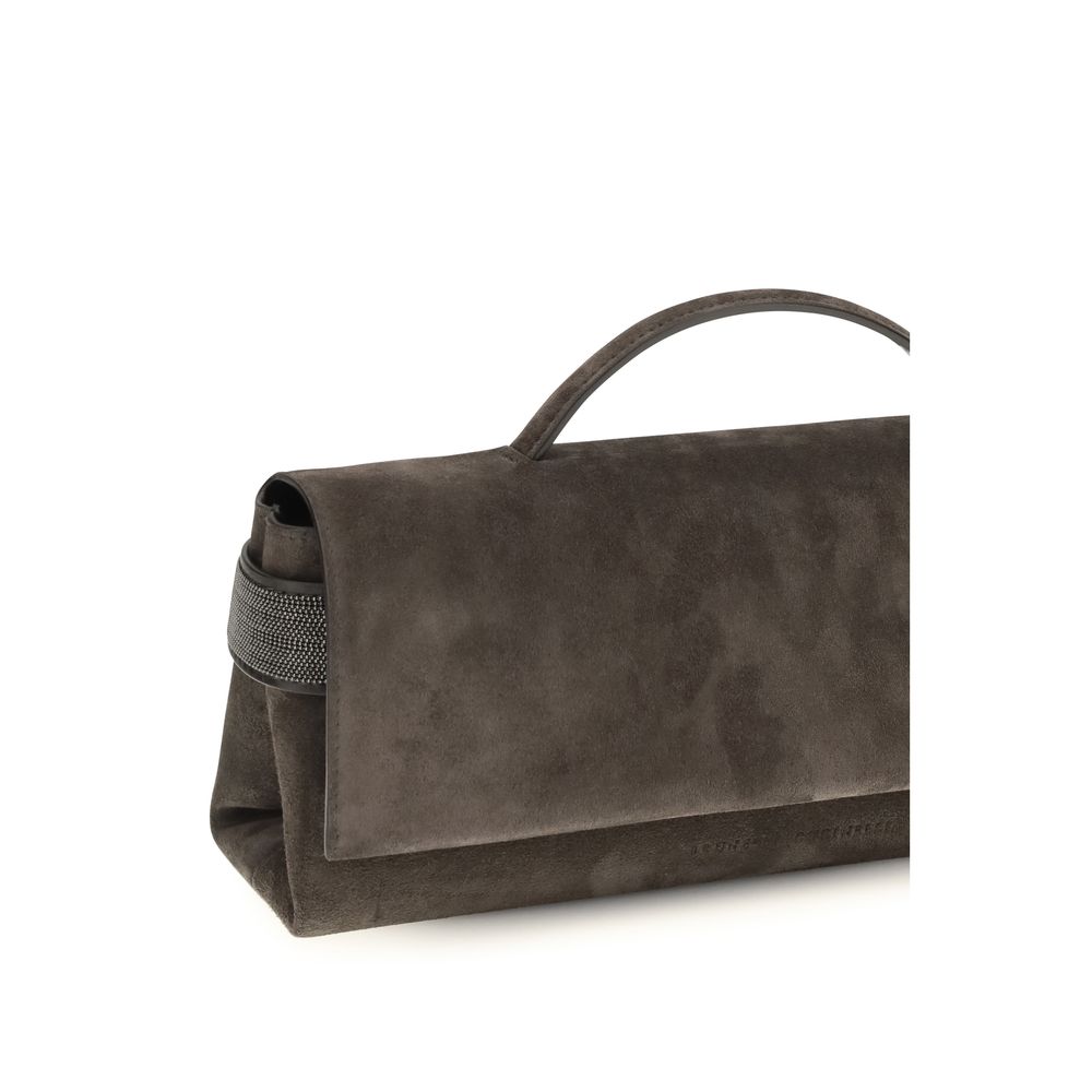 Bruine suède leren clutch