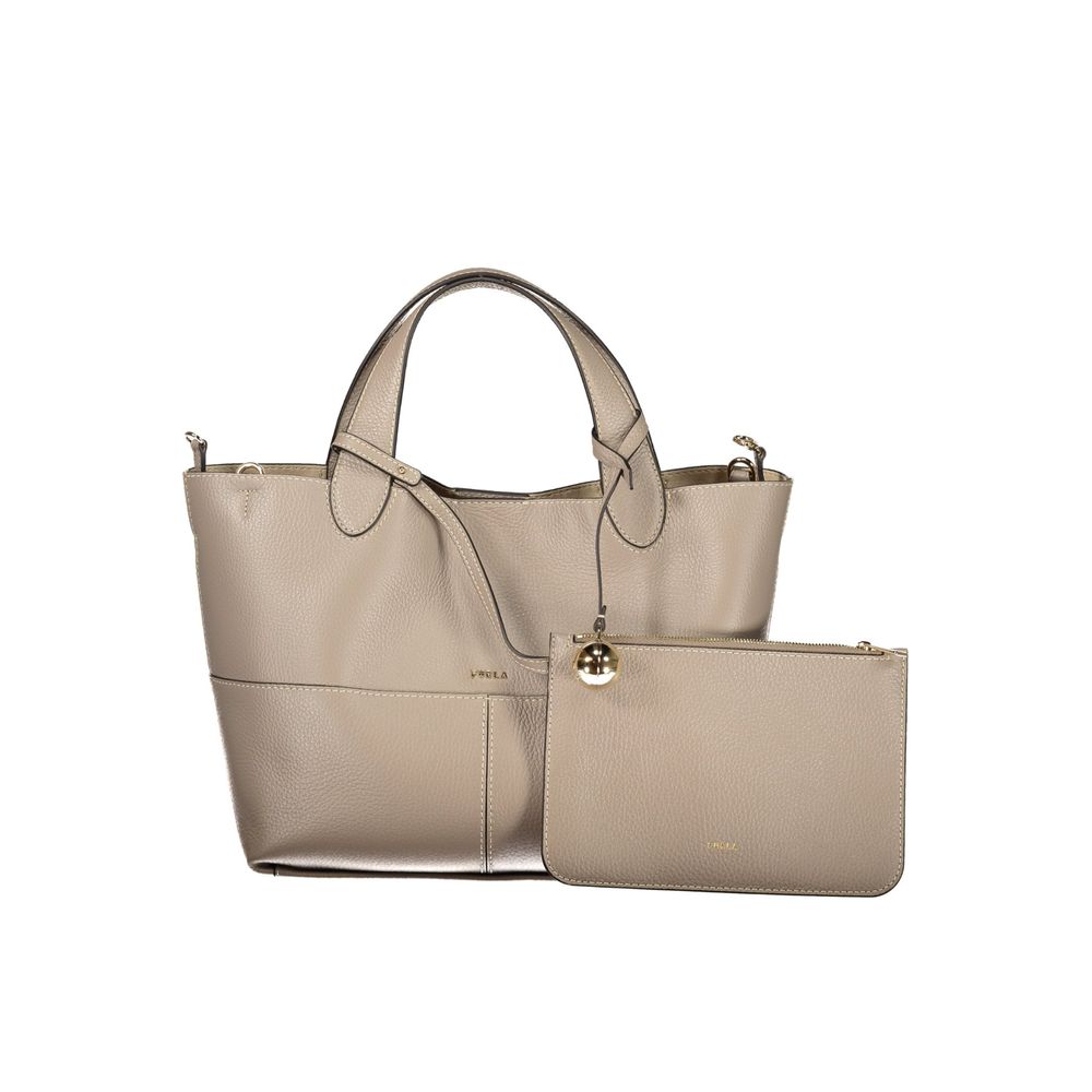 Graue Lederhandtasche