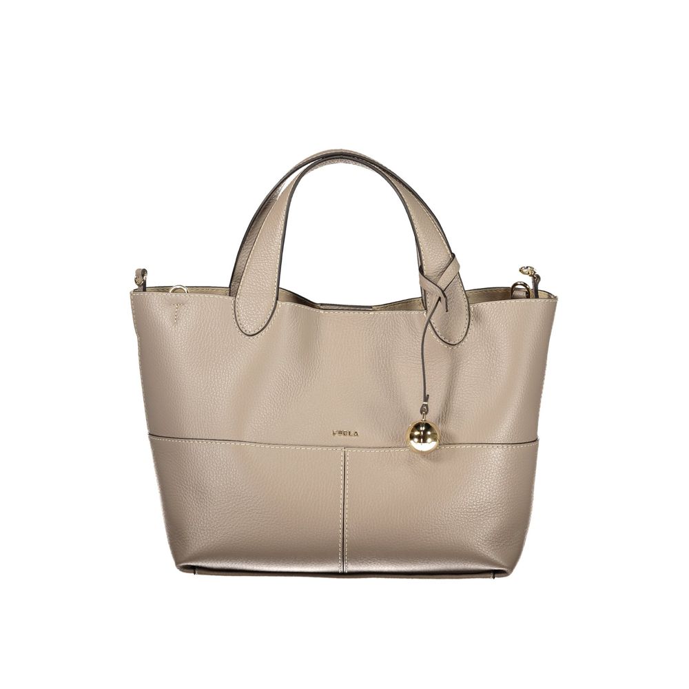 Graue Lederhandtasche