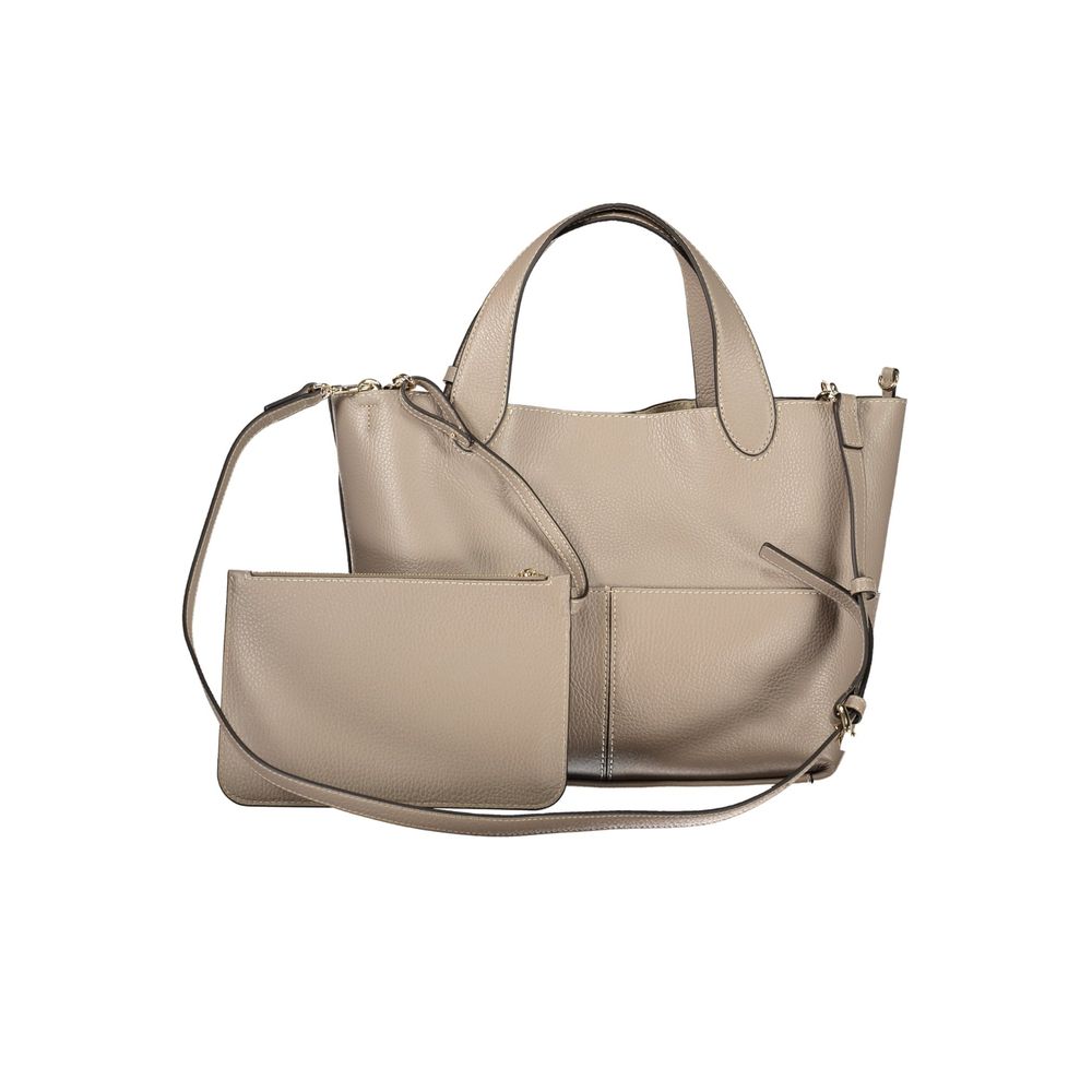 Graue Lederhandtasche