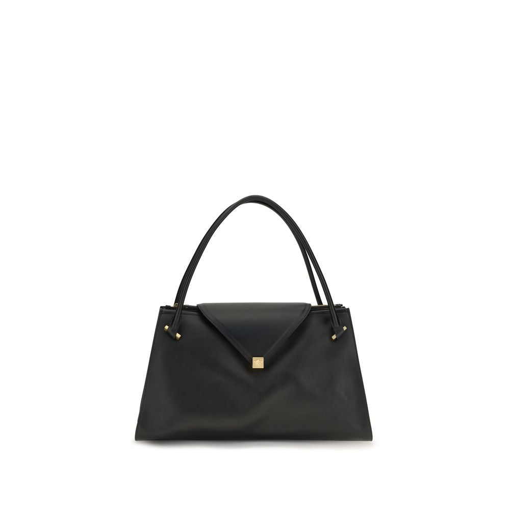 Bolso de hombro de piel de becerro negra Bos Taurus