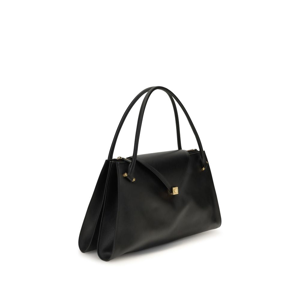 Bolso de hombro de piel de becerro negra Bos Taurus