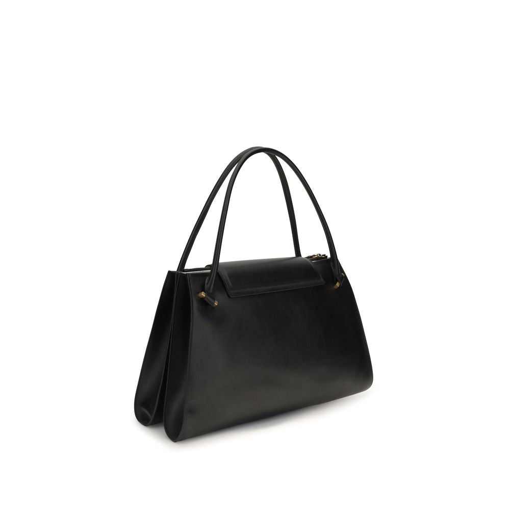 Bolso de hombro de piel de becerro negra Bos Taurus