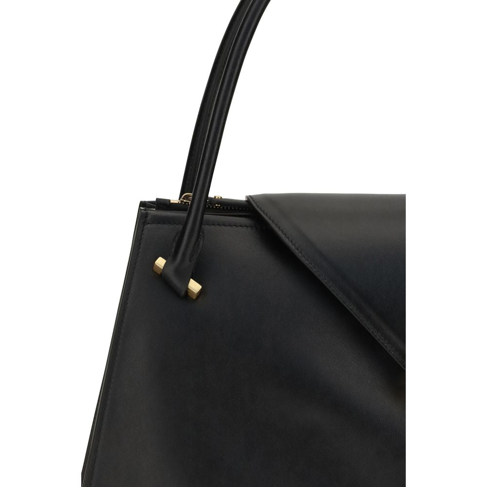 Bolso de hombro de piel de becerro negra Bos Taurus