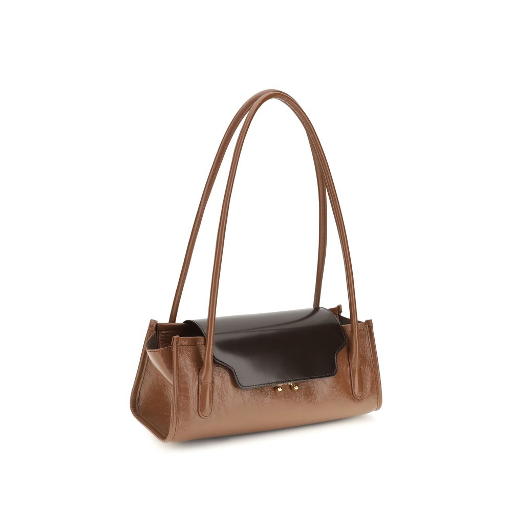 Schultertasche aus braunem Kalbsleder vom Bos Taurus