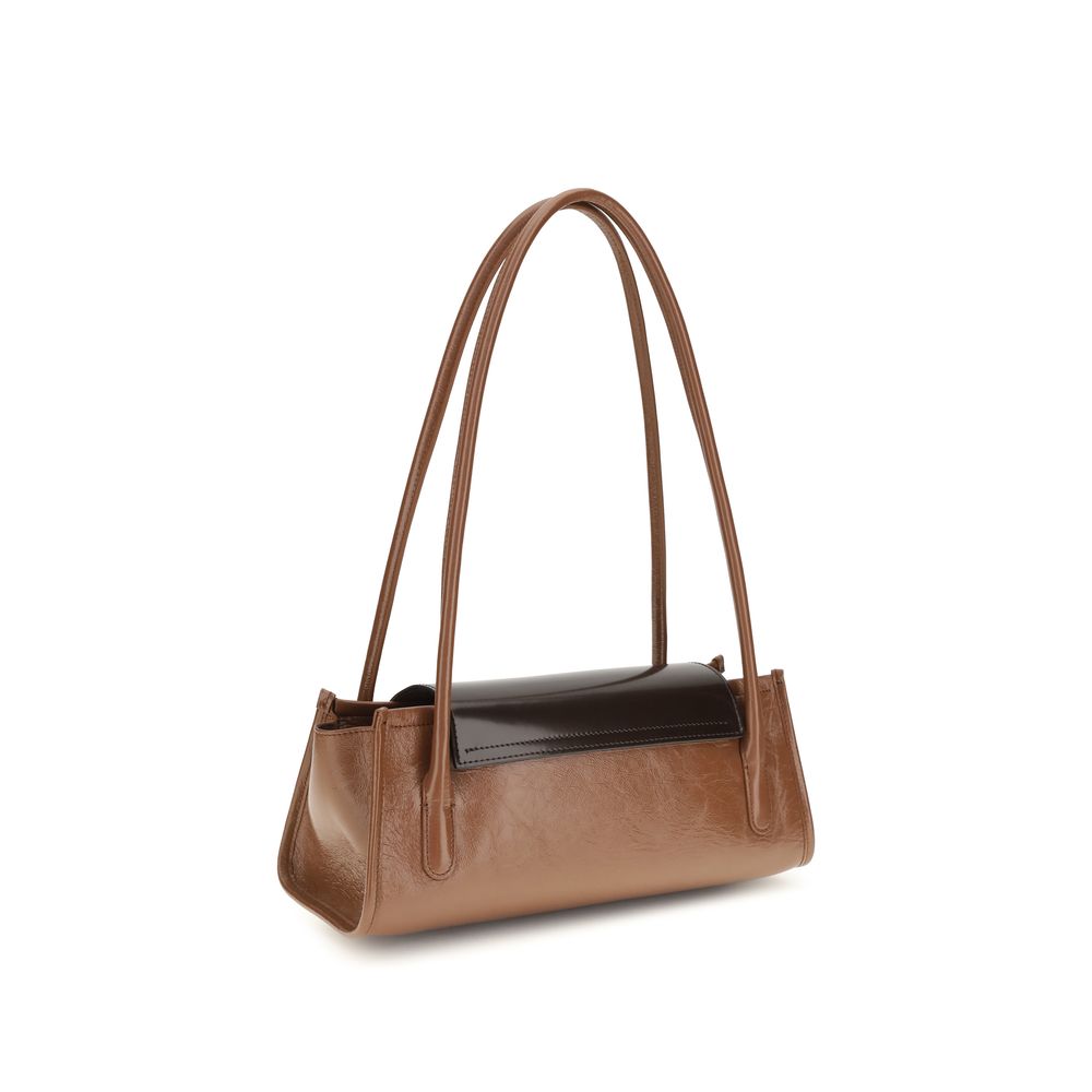 Schultertasche aus braunem Kalbsleder vom Bos Taurus