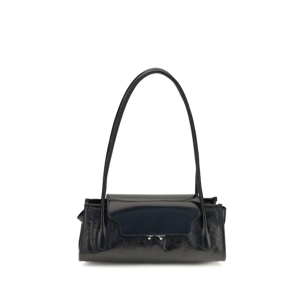 Bolso de hombro de piel de becerro negra Bos Taurus