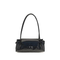 Bolso de hombro de piel de becerro negra Bos Taurus