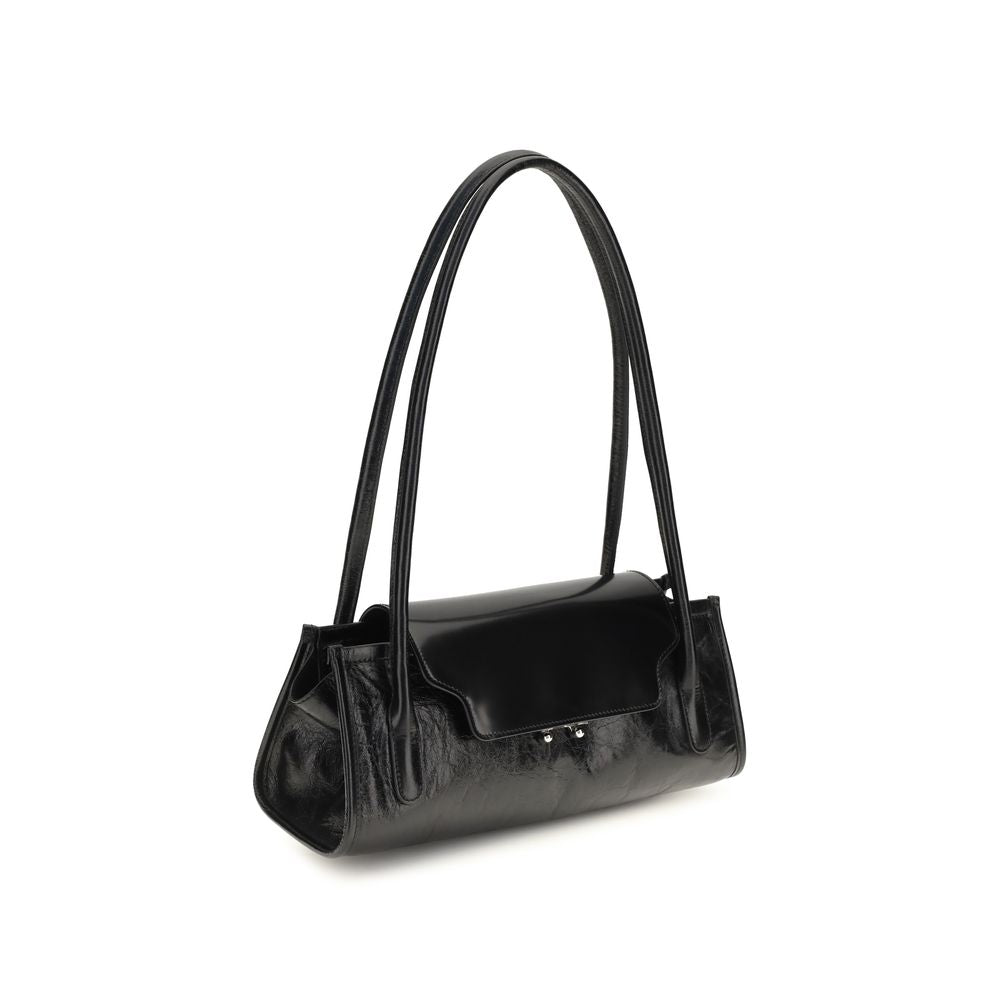 Bolso de hombro de piel de becerro negra Bos Taurus